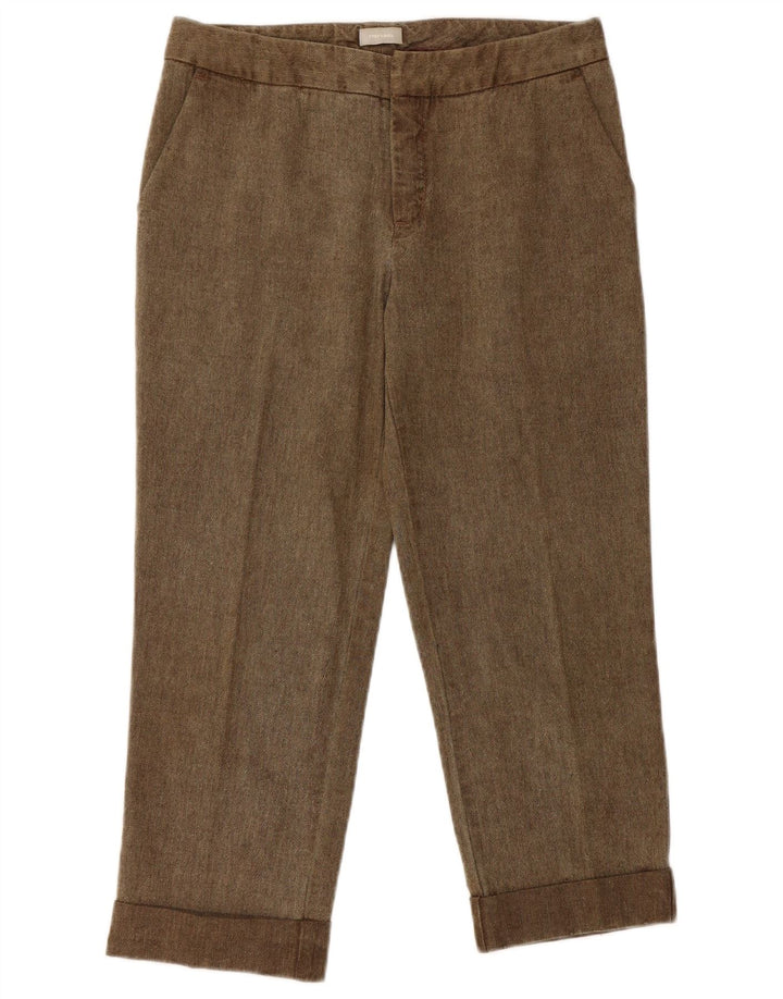 Stefanel Pantalon court pour femme EU 36 Small W28 L21 Marron à chevrons