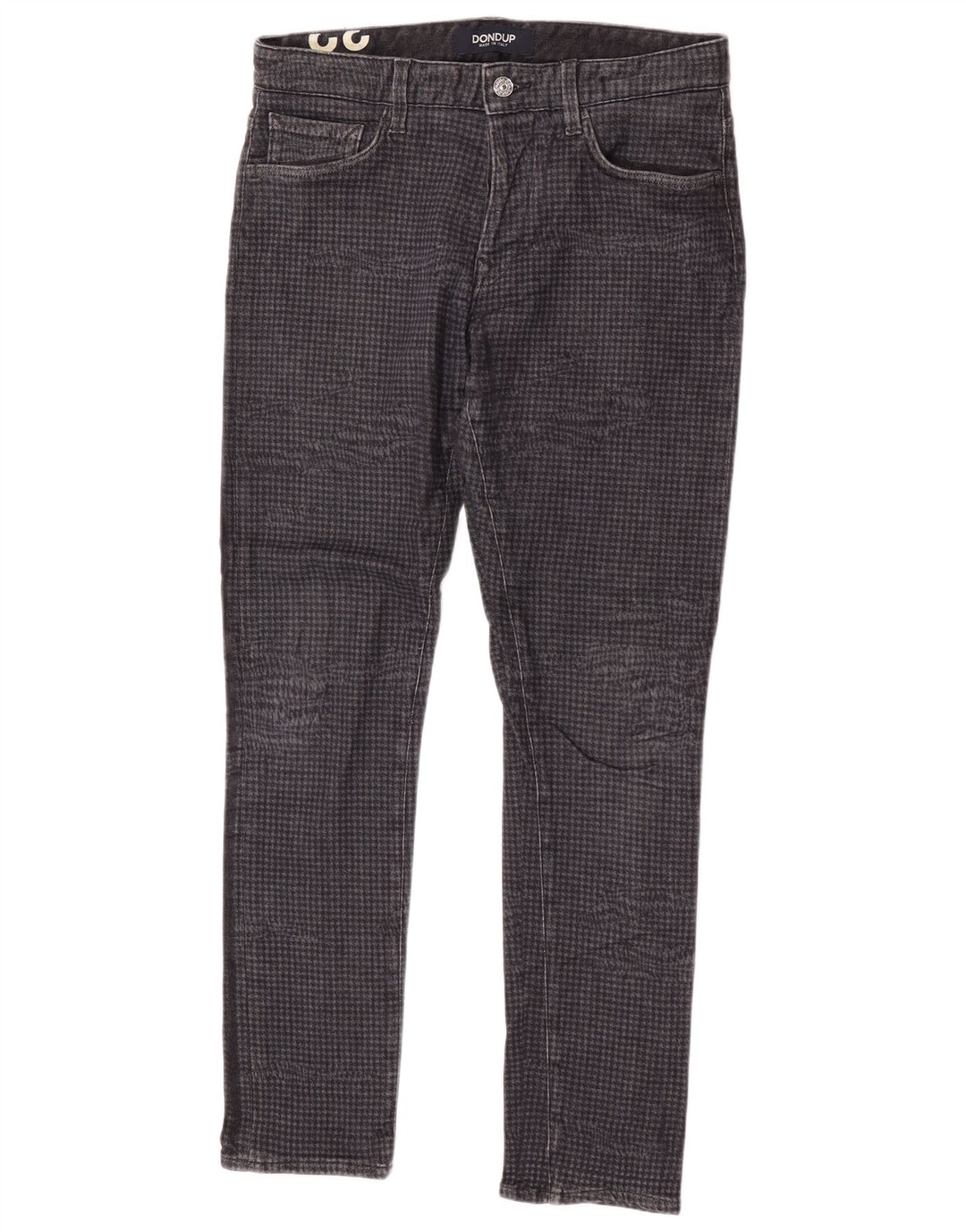 Dondup Jean Slim Homme W32 L30 Gris Pied De Poule Coton