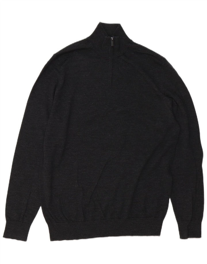 Marks & Spencer Pull Autograph Zip Neck Homme Gris Moyen