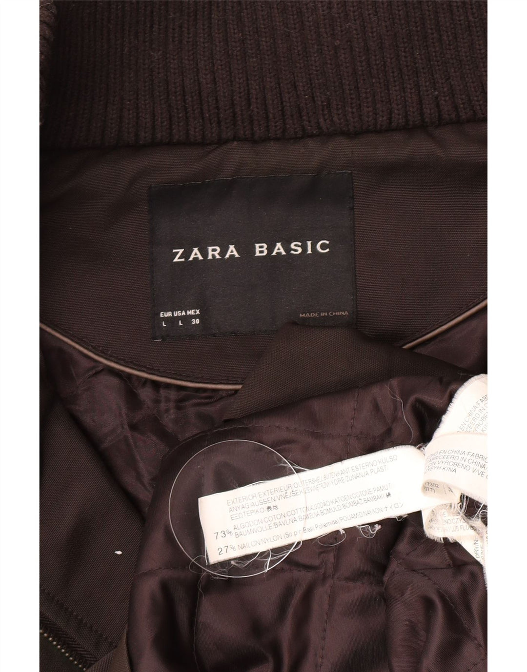 Zara Veste coupe-vent pour femme UK 14 Grand coton marron
