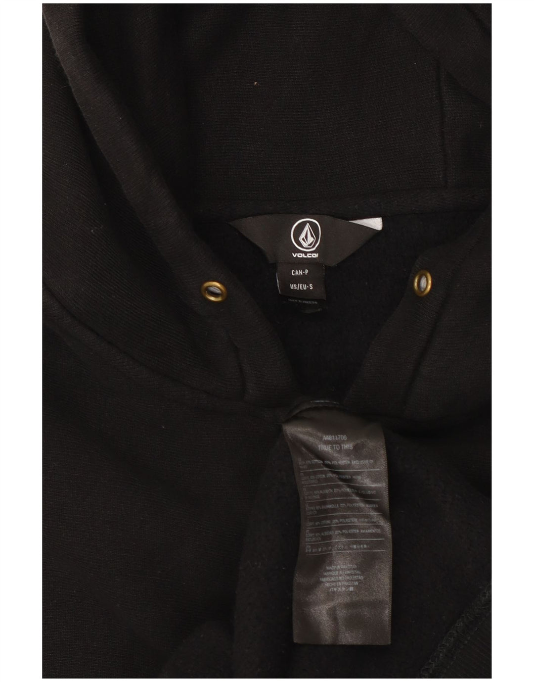 Volcom Pull à capuche zippé graphique pour hommes, petit coton noir
