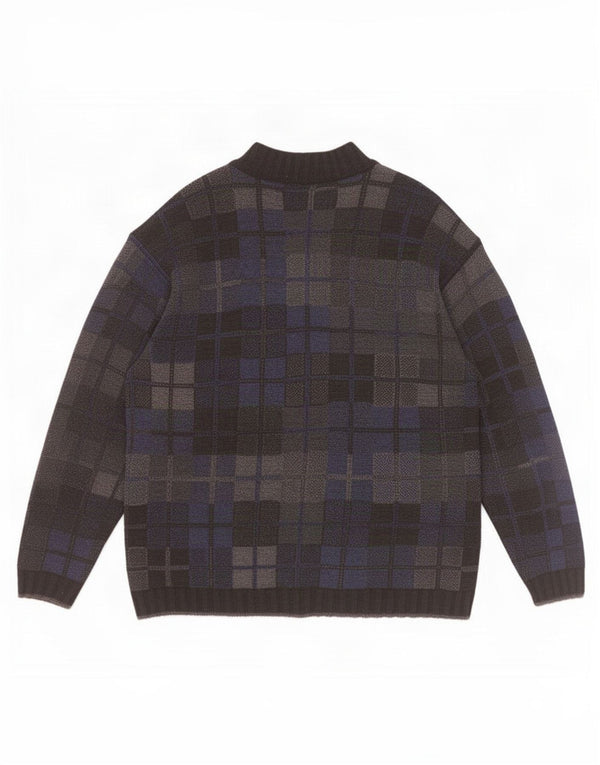 Mapier Cardigan Homme Pull Large Bleu Géométrique