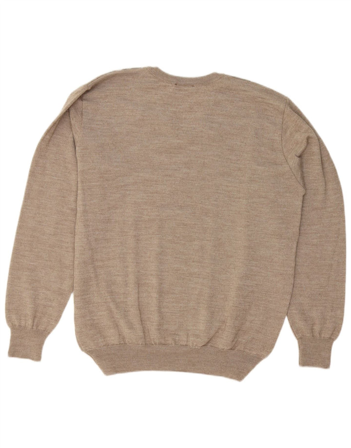 Les Corps Pull Col V Laine Rayé Beige Moyen Homme