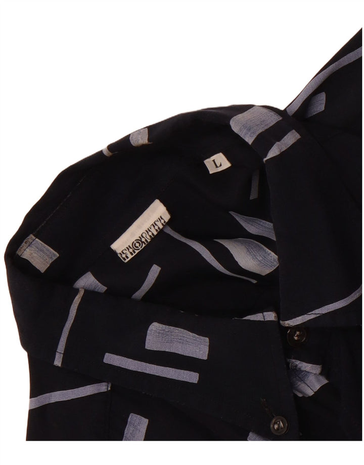 vintage Chemise à manches courtes pour hommes Grand Noir Géométrique