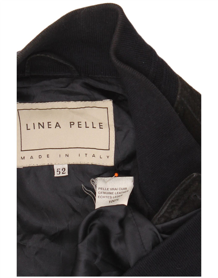 VINTAGE Veste Bomber En Daim Homme IT 52 XL Cuir Bleu Marine