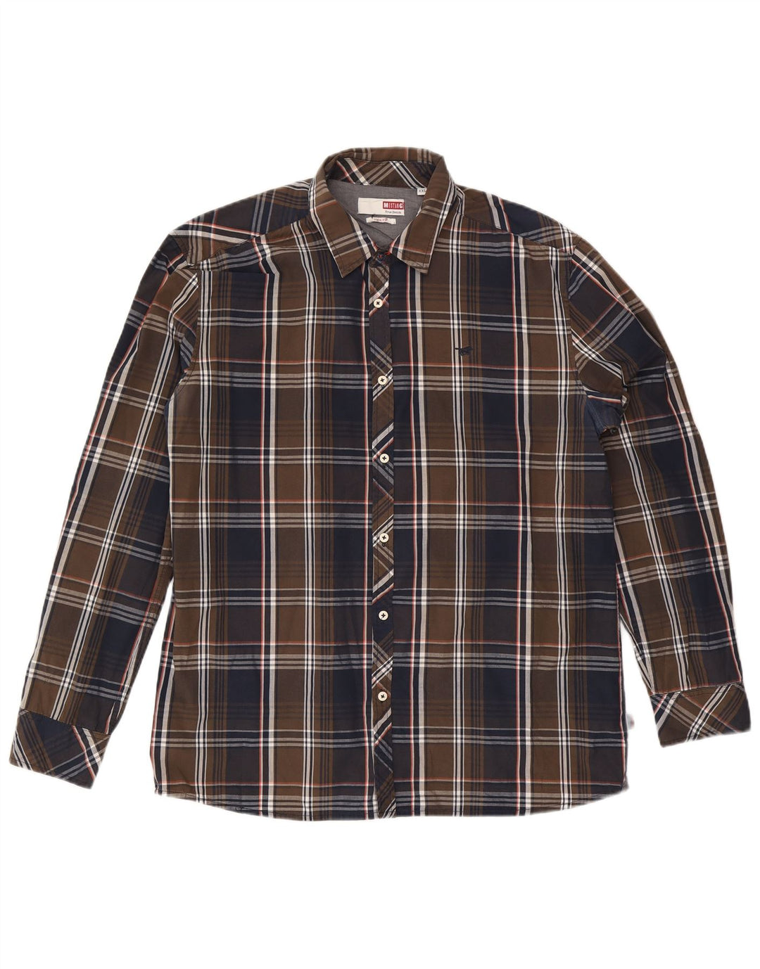 Mustang Chemise cintrée pour homme 2XL en coton à carreaux marron