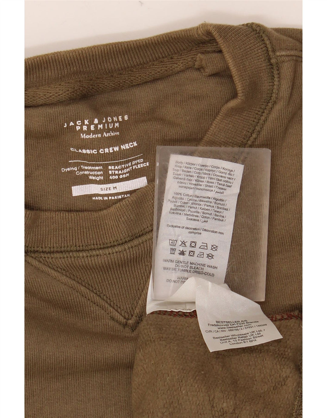 JACK & JONES Sweat-Shirt Homme Kaki Moyen Coton