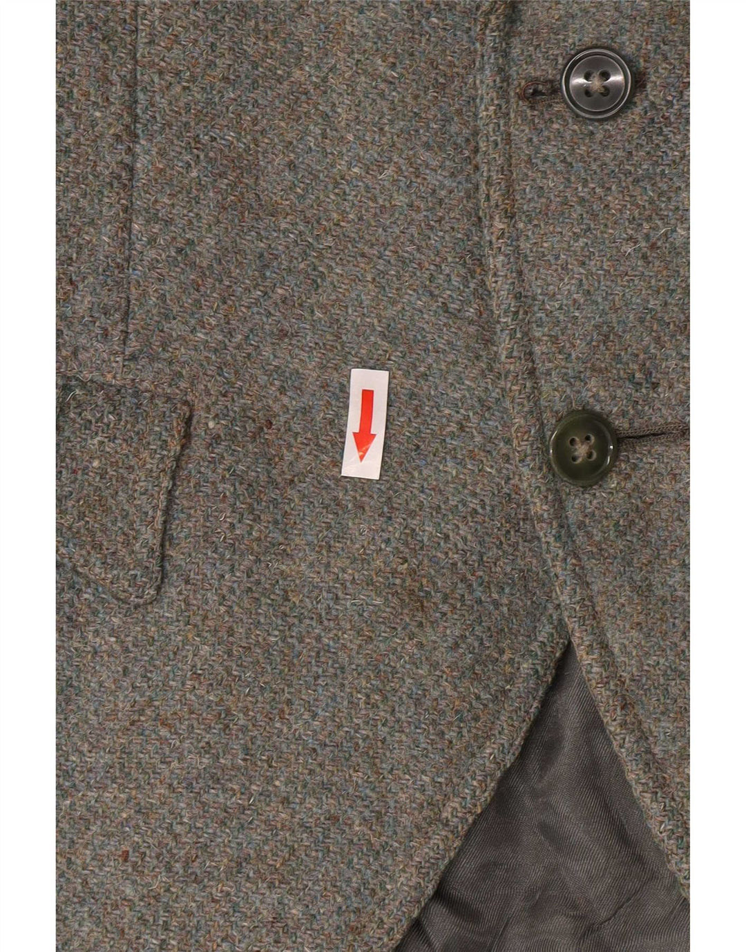 Harris Tweed Veste blazer militaire à 2 boutons pour femme UK 8 Petite laine kaki