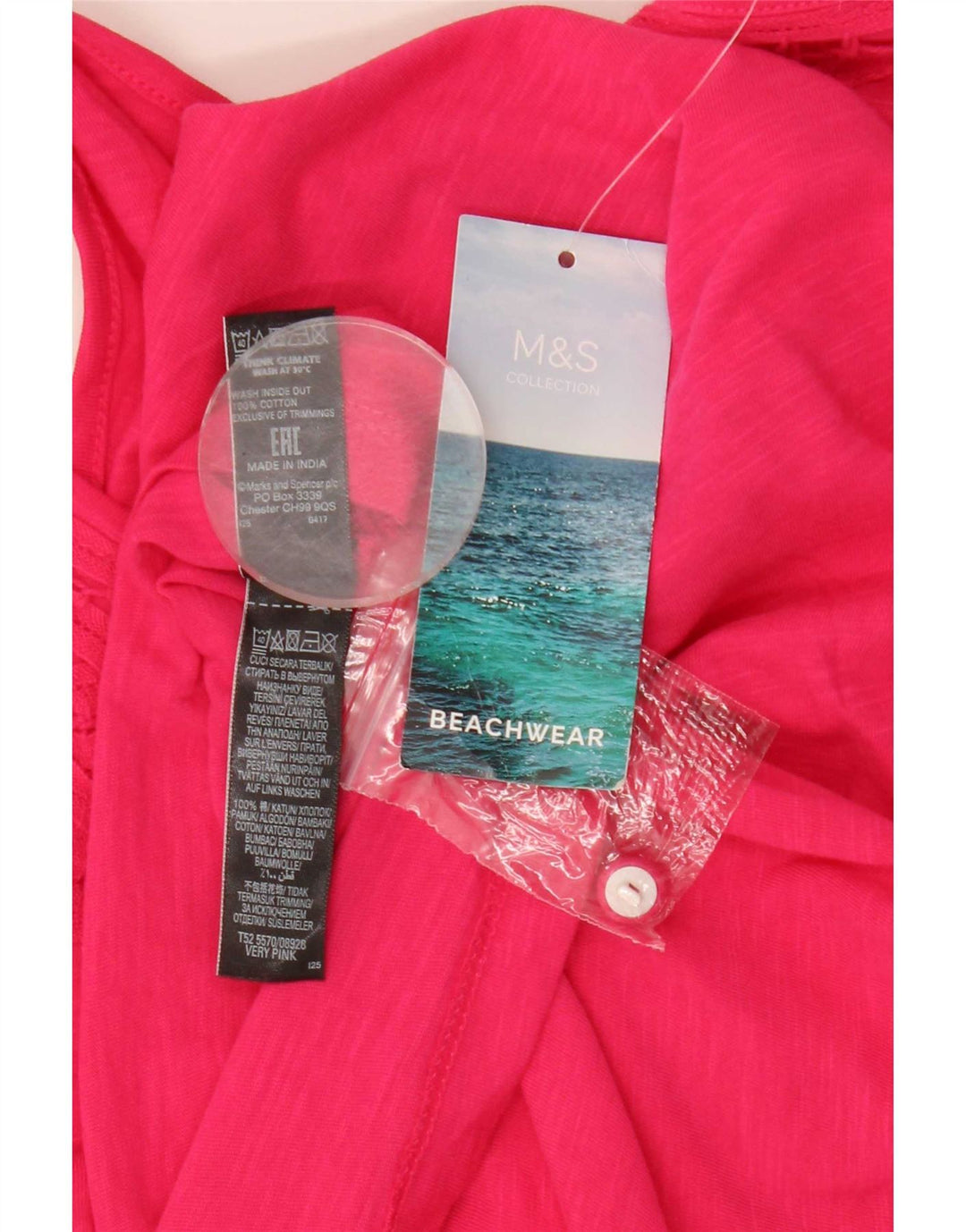 Marks & Spencer Combishort sans manches pour femme UK 44 Coton rose moyen