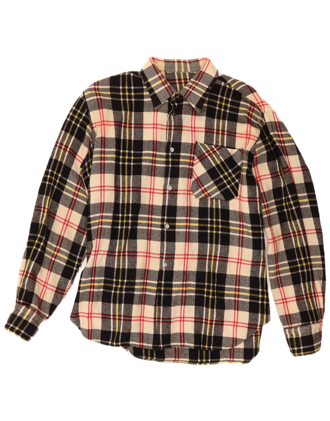 chemise en flanelle vintage pour hommes à carreaux multicolores moyens