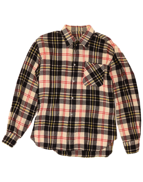 chemise en flanelle vintage pour hommes à carreaux multicolores moyens