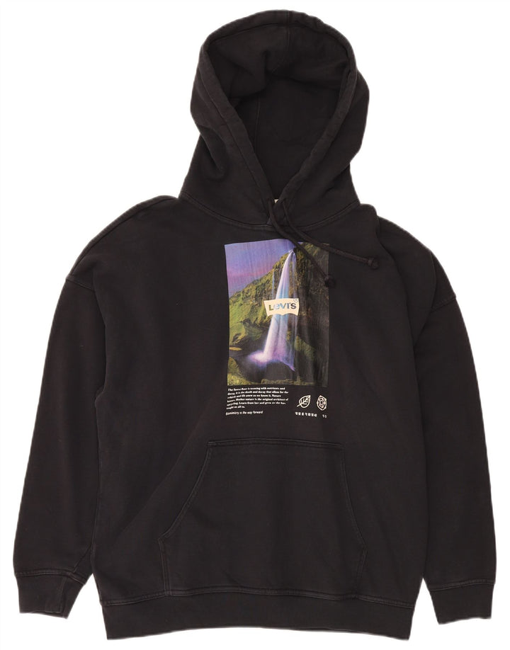 LEVI'S Pull à capuche graphique coupe ample pour homme, petit coton noir