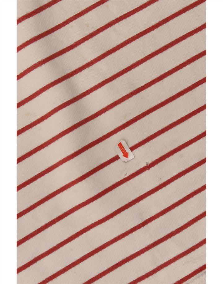 FAT FACE Haut Femme Manches Longues UK 8 Petit Coton Rayé Blanc Cassé