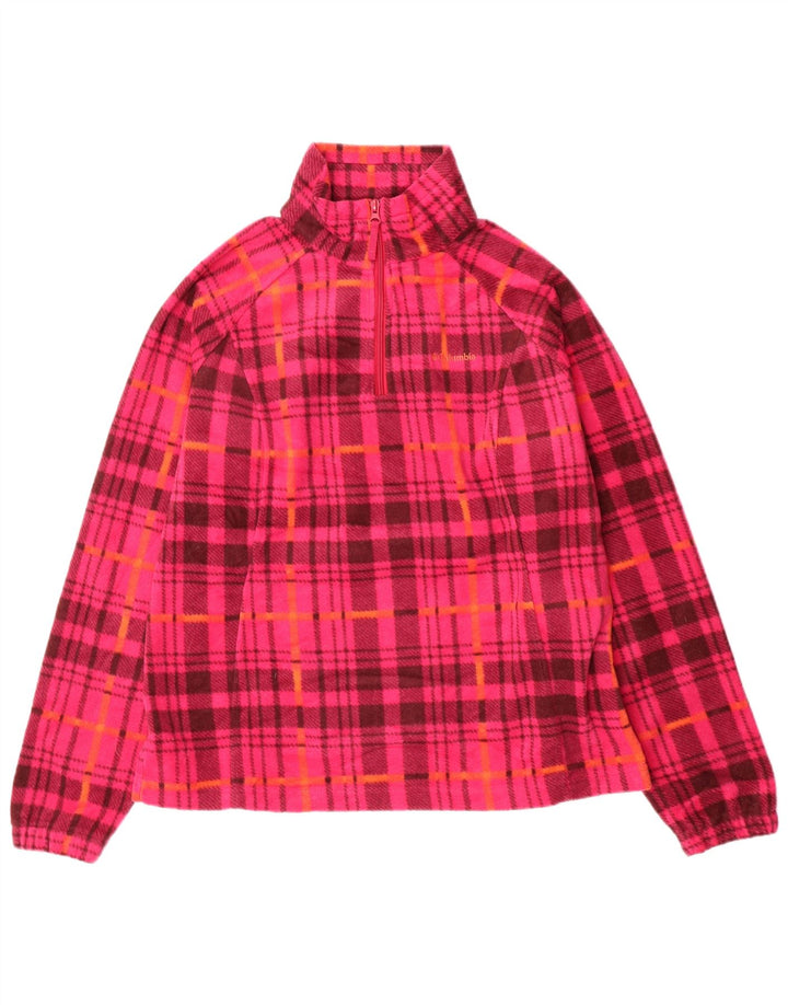 Columbia Pull polaire à col zippé pour femme UK 18 XL Rose Plaid Polyester