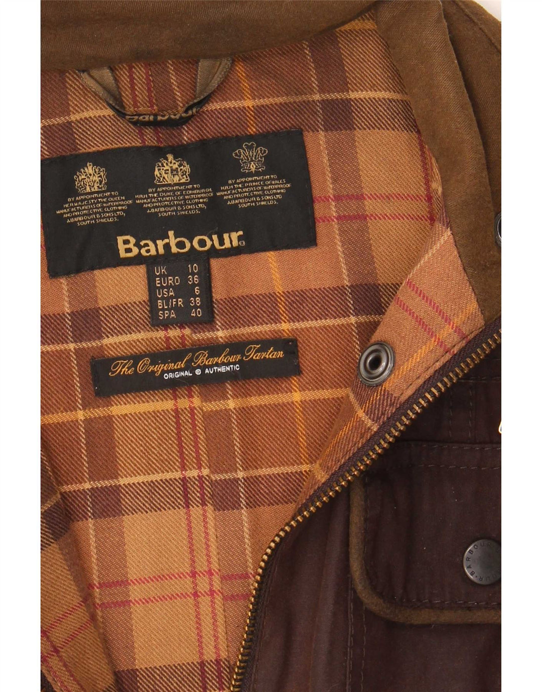 Barbour Veste en coton ciré pour femme UK 10 Small Marron