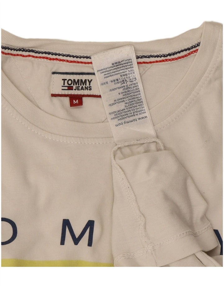 TOMMY HILFIGER T-shirt graphique pour femme UK 14 Coton blanc moyen