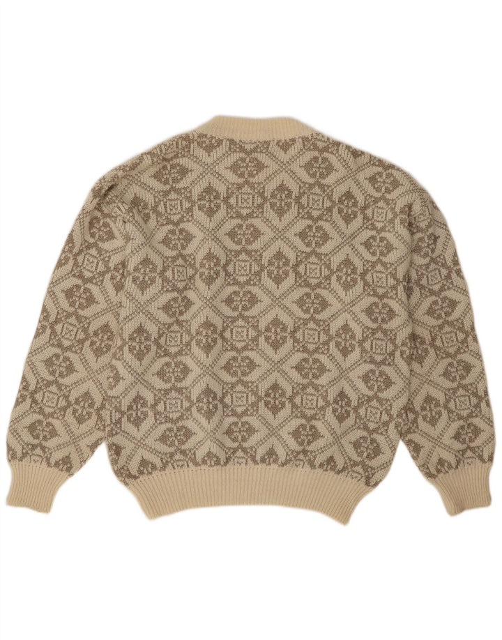 Ciao Pull col rond homme XL laine géométrique beige