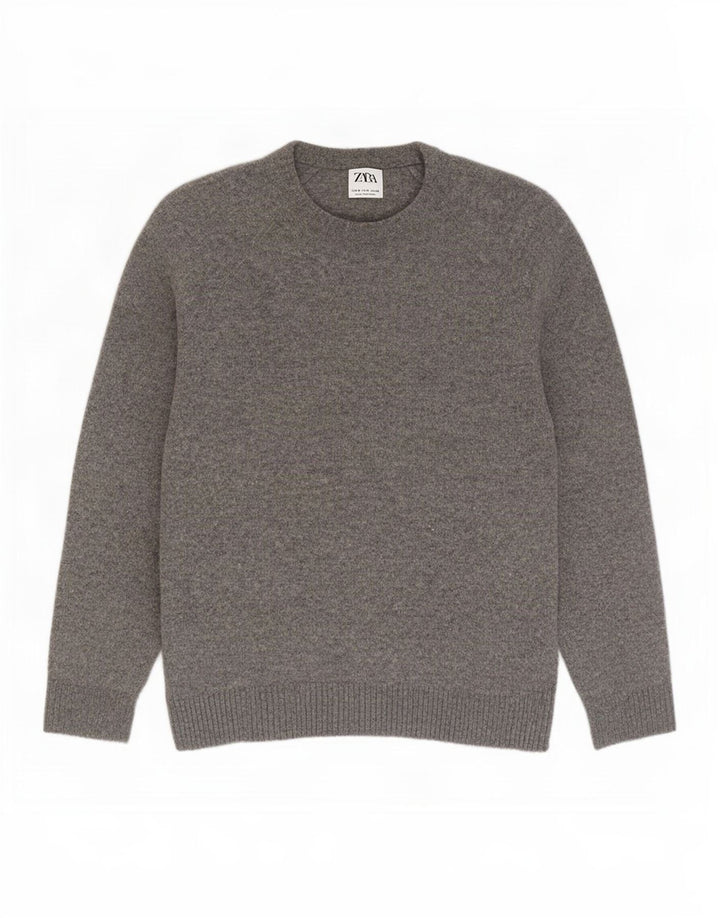 Zara Pull Col Bateau Homme Petit Gris Laine
