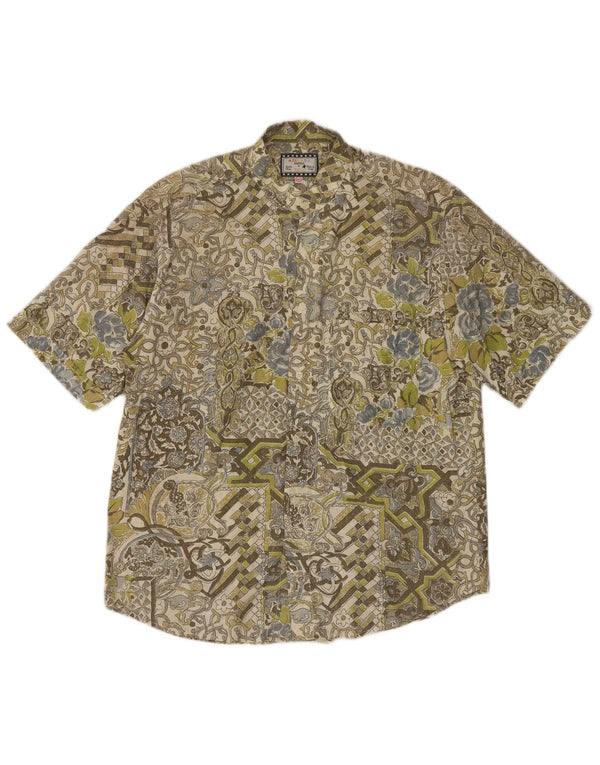 Azzurra Chemise à Manches Courtes Homme XL Vert Floral Coton
