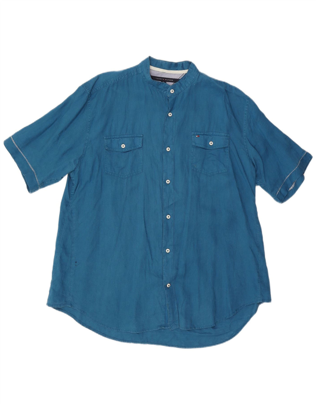 TOMMY HILFIGER Chemise à manches courtes sur mesure pour homme XL Bleu