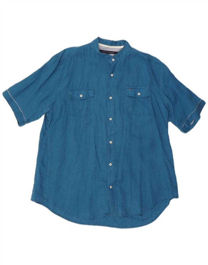 TOMMY HILFIGER Chemise à manches courtes sur mesure pour homme XL Bleu