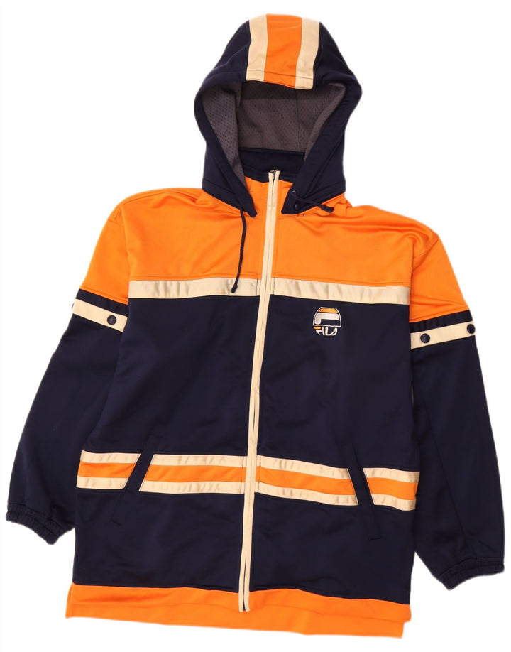 Fila Veste de survêtement à capuche pour homme Large Bleu Marine Colorblock Polyester