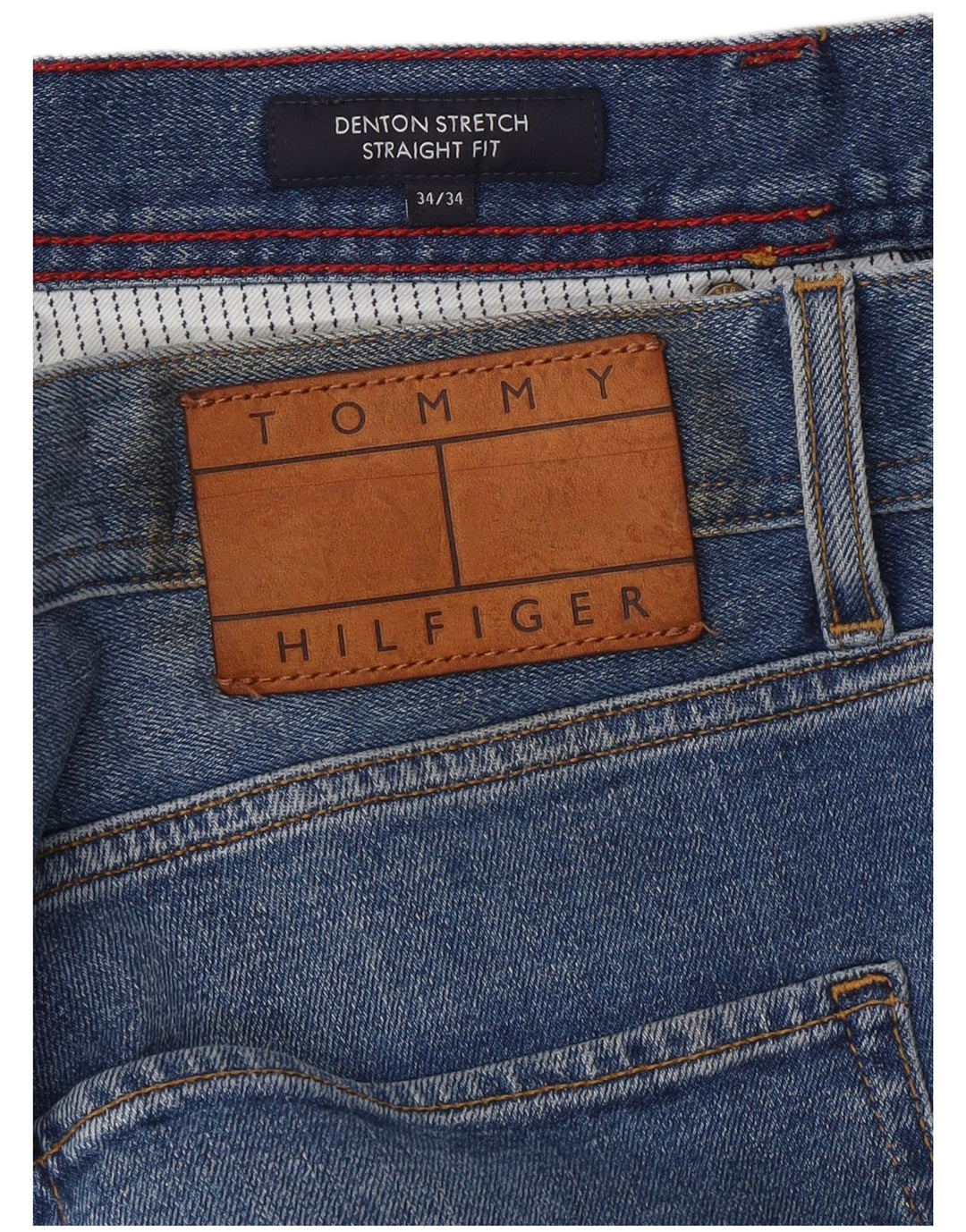 TOMMY HILFIGER Jean Droit Denton Homme W34 L34 Bleu Coton
