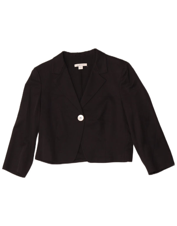 Marella Veste Boléro Femme Manches 3/4 1 Bouton UK 14 Large Noir Viscose