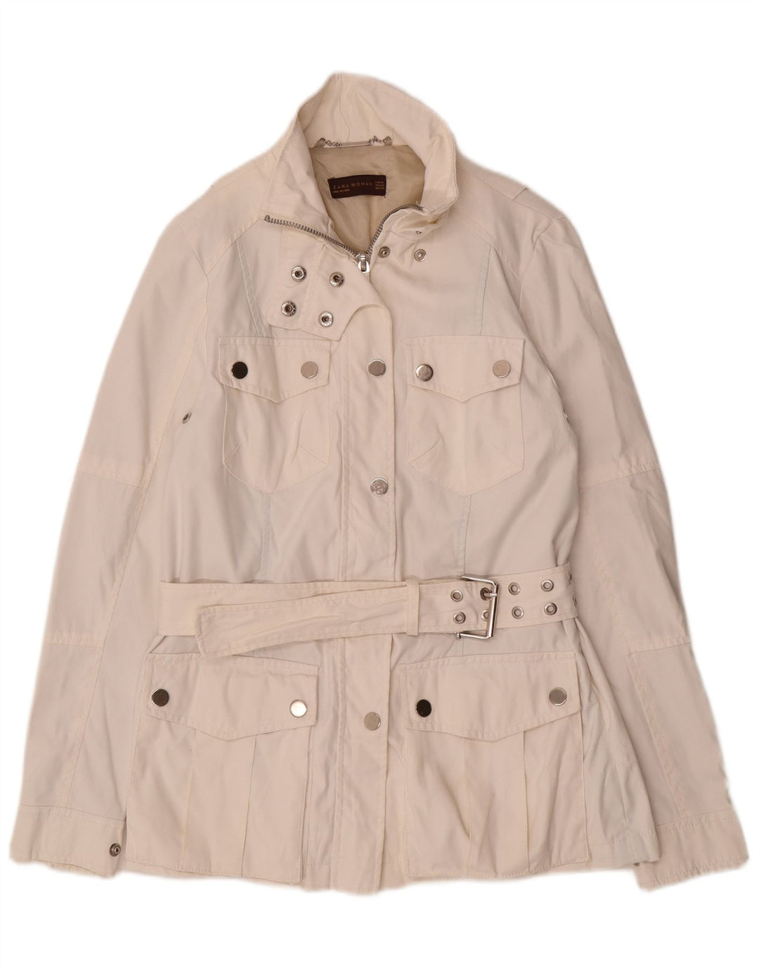 Zara Veste utilitaire pour femme UK 12 Medium Off White Nylon