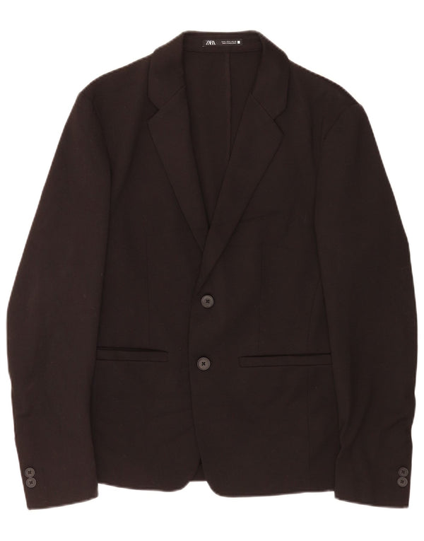 Zara Veste Blazer 2 Boutons Homme UK 36 Petit Noir Viscose Classique