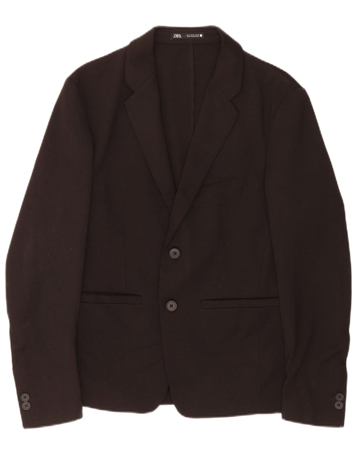 Zara Veste Blazer 2 Boutons Homme UK 36 Petit Noir Viscose Classique