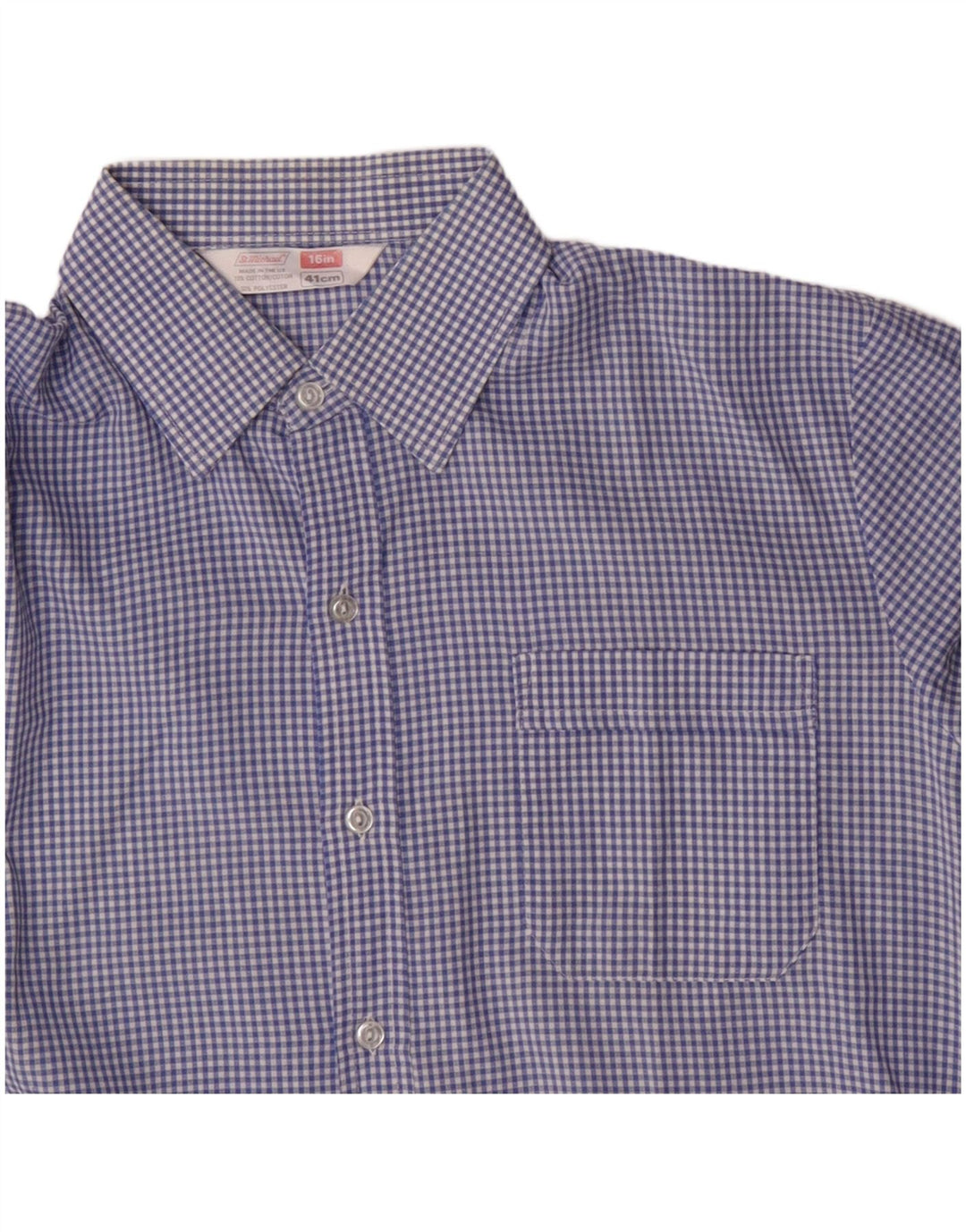 St Michael Chemise à manches courtes pour homme XL en coton vichy bleu