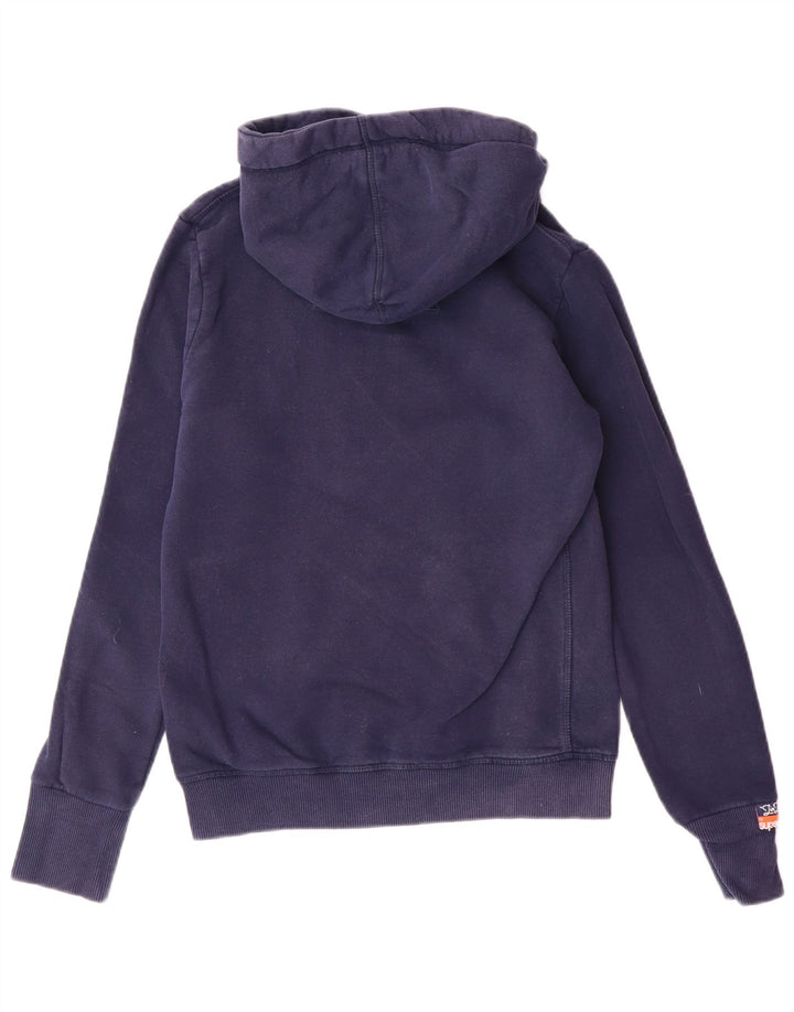 SUPERDRY Pull à capuche graphique pour femme UK 10 Small Bleu marine Coton