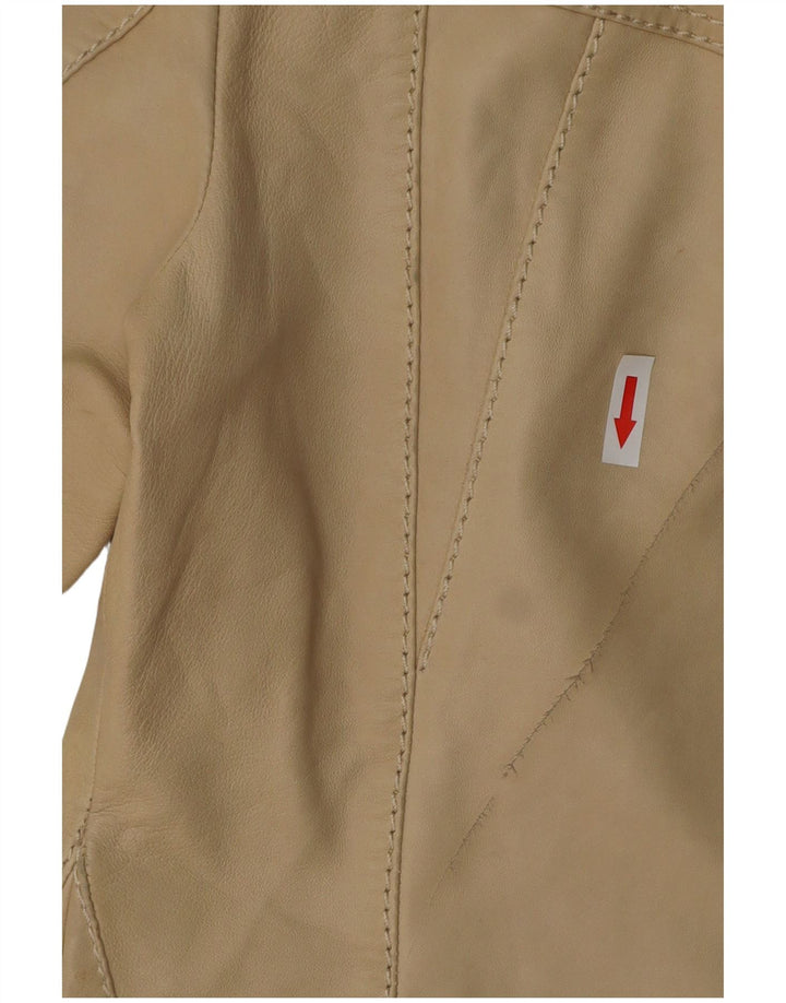 TRUSSARDI JEANS Veste en Cuir Court Femme IT 44 Cuir Beige Moyen