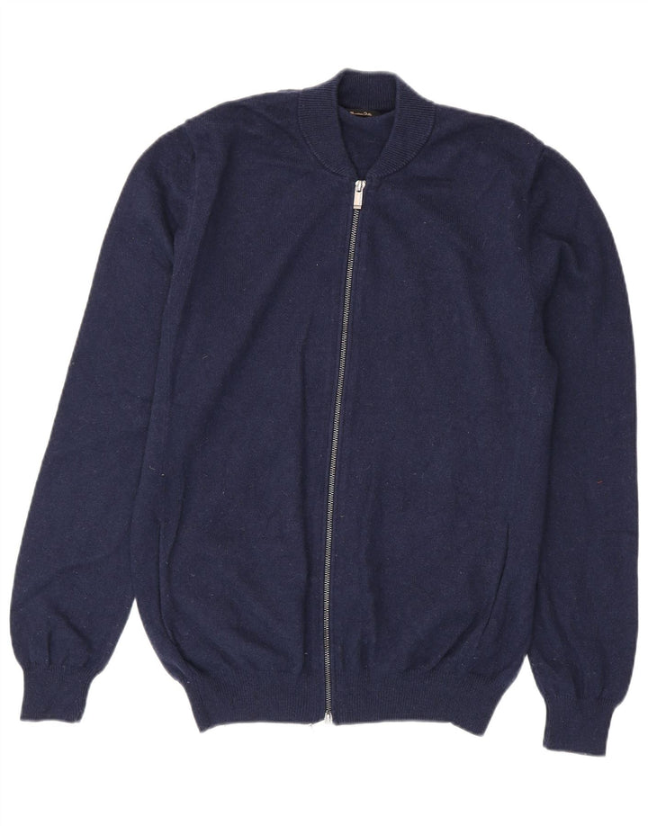 Massimo Dutti Cardigan Homme Pull Large Bleu Marine Laine
