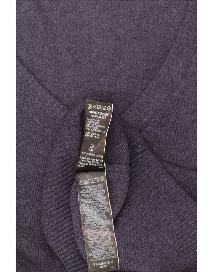 Marks & Spencer Pull col en V pour femme UK 10 Small Bleu marine