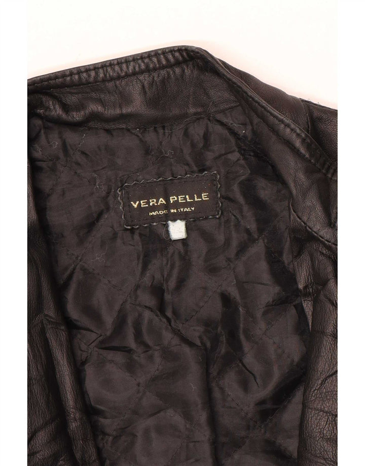 Veste en cuir femme vintage UK 12 Noir Moyen