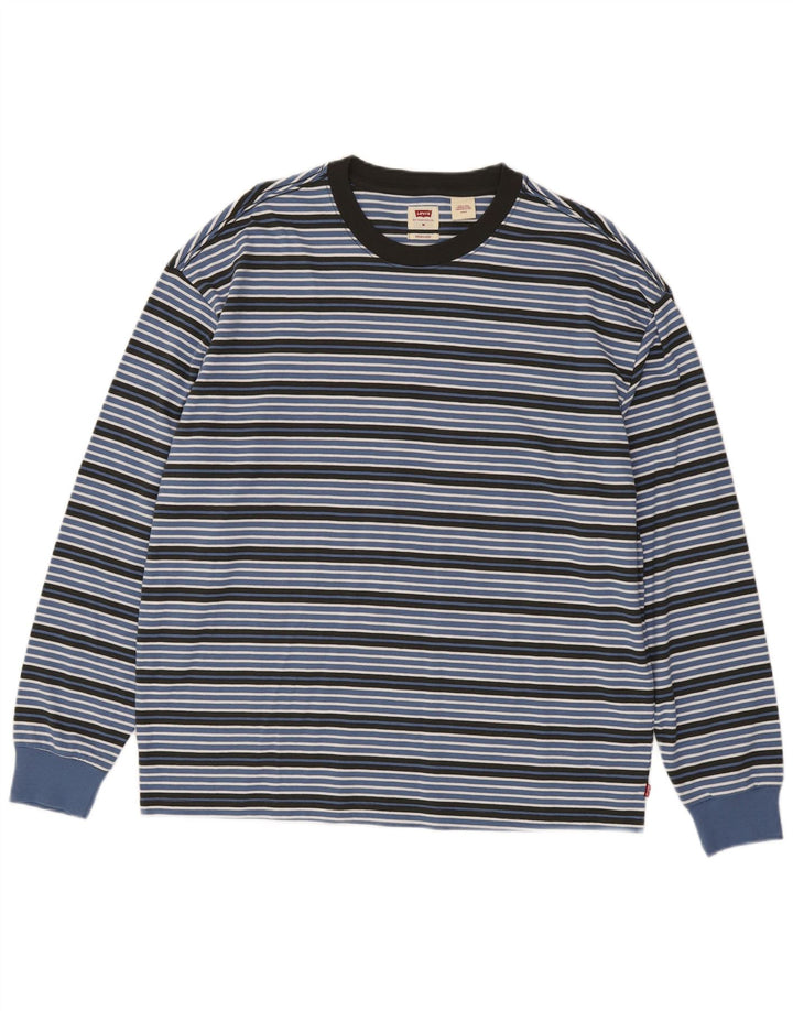 Levi's Top Oversize à Manches Longues Homme Bleu Moyen Rayé Coton