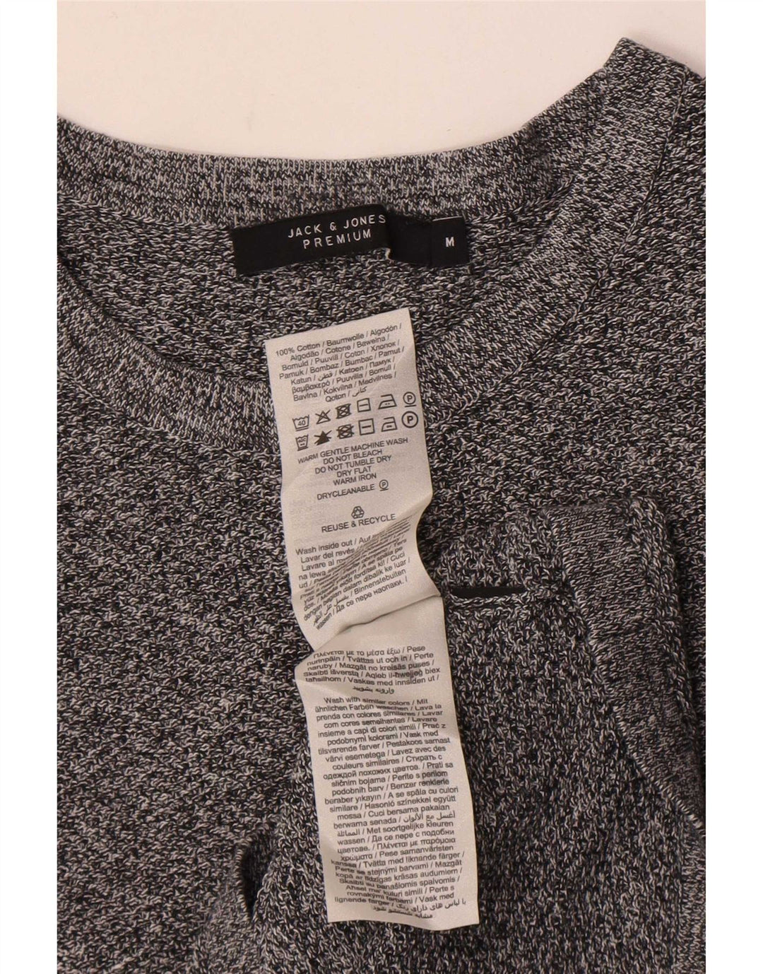 Jack & Jones Haut à Manches Longues Homme Gris Moyen Moucheté Coton