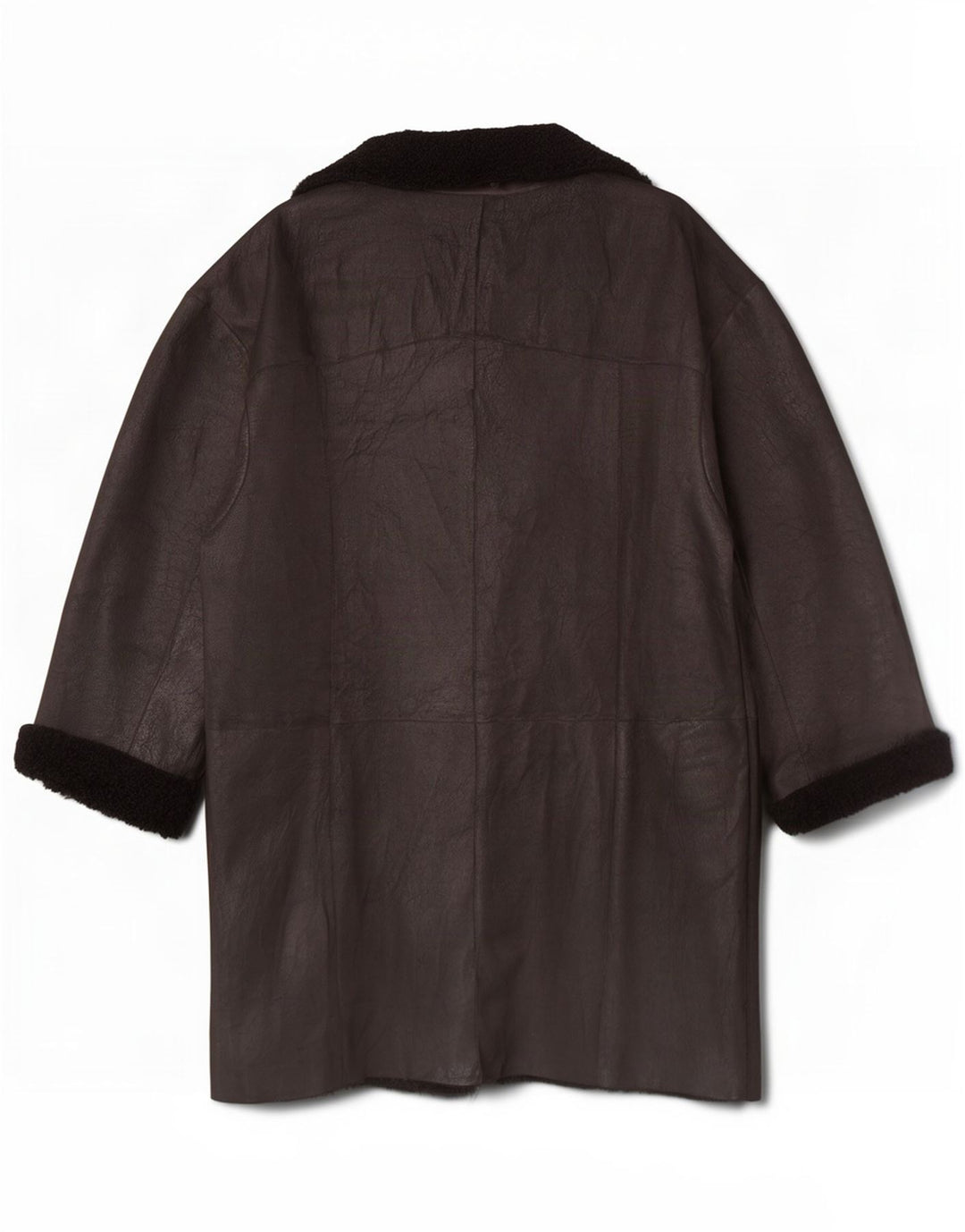 vintage Womens Réversible Manteau en cuir UK 14 Grand Black Colourblock