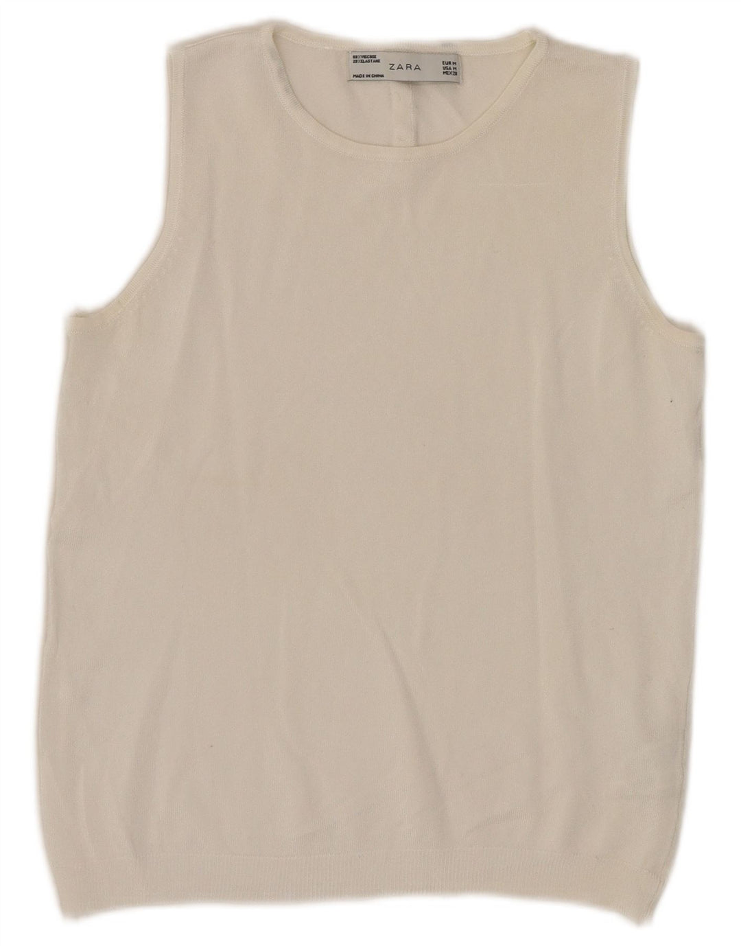 Zara Femmes Crop Débardeur UK 12 Moyen Blanc Viscose