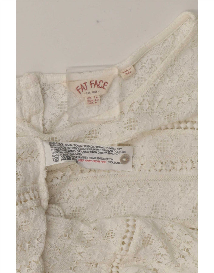 Fat Face Chemisier transparent pour femme en coton blanc moyen UK 12