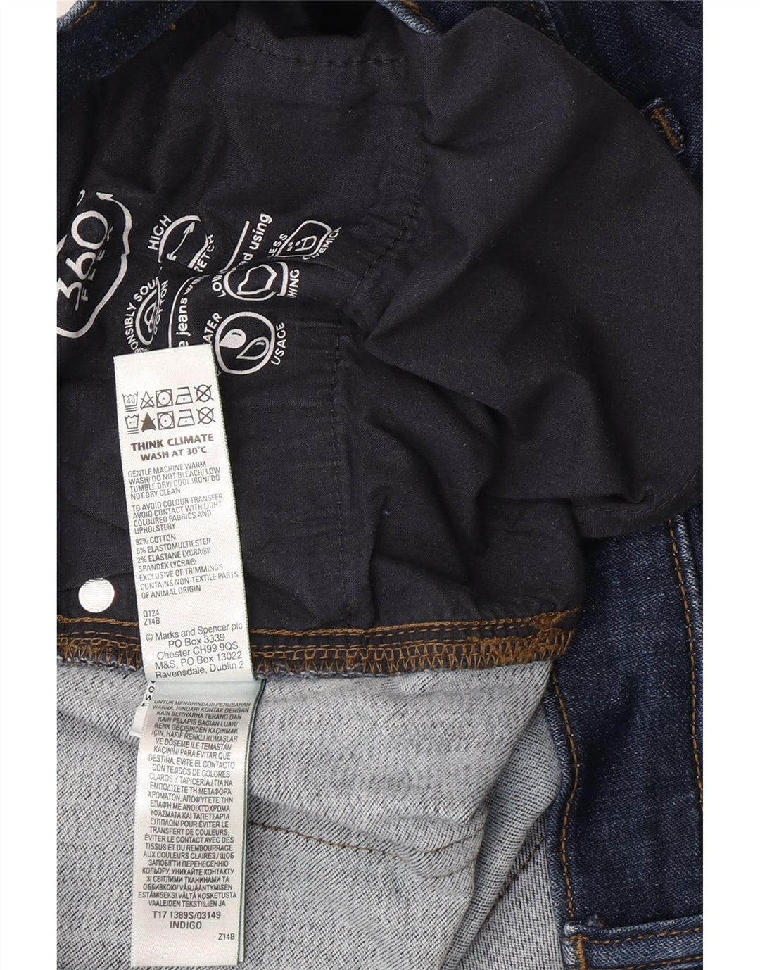 Marks & Spencer Jean Slim Regular Homme W36 L31 Bleu Marine Coton