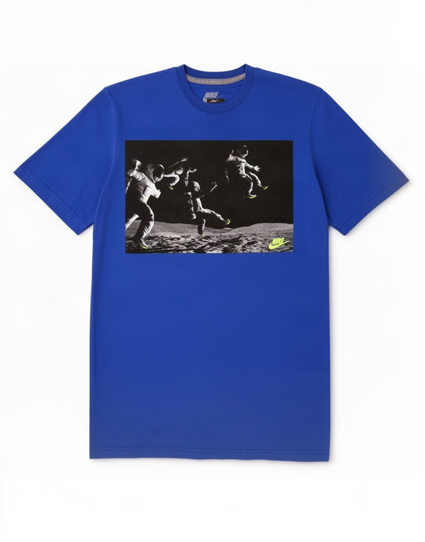 Nike Mens Regular Fit Graphic T-Shirt Top Petit Bleu Coton