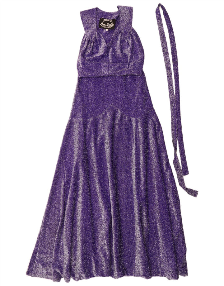 vintage Femme Robe Maxi Sans Manches IT 42 Violet Moyen