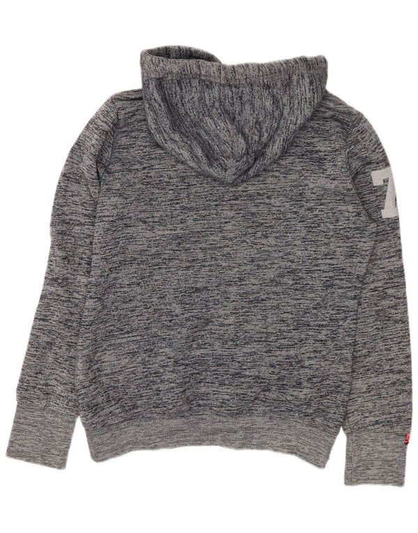 Superdry Pull à capuche graphique pour femme UK 16 Grand coton moucheté gris