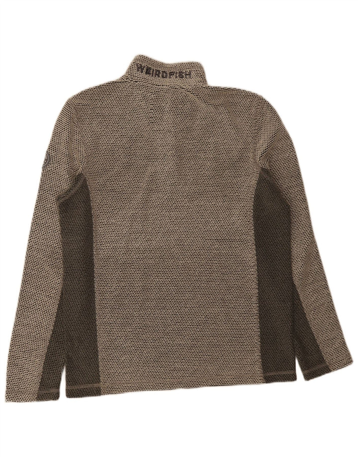 Weird Fish Sweat-Shirt Graphique à Col Zippé Homme Gris Moyen Colorblock