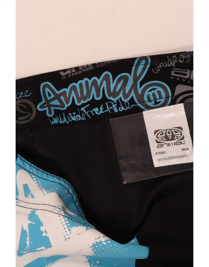 Short de bain graphique Animal pour hommes, petit, en polyester color block noir