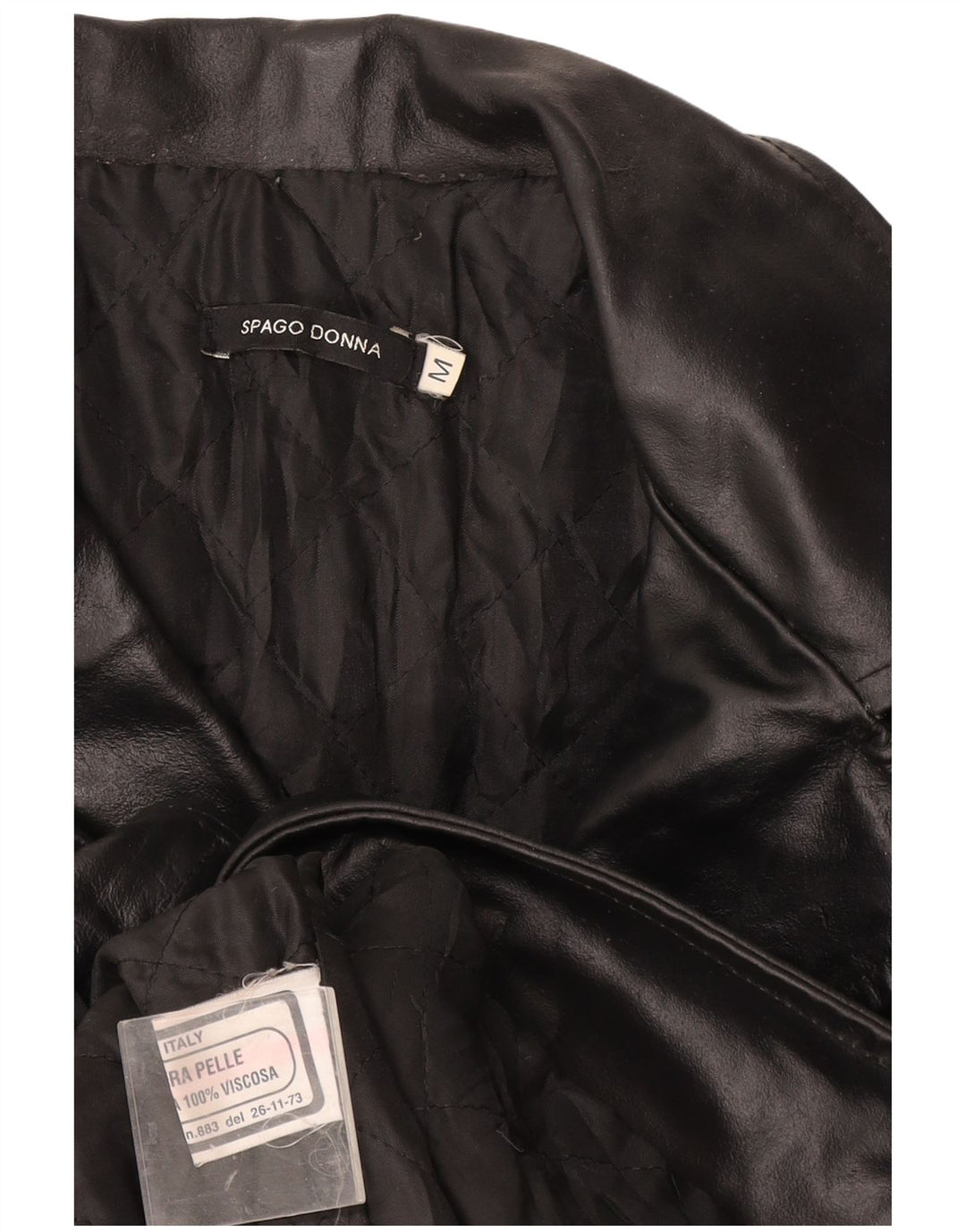 manteau en cuir femme vintage UK 12 Cuir noir moyen