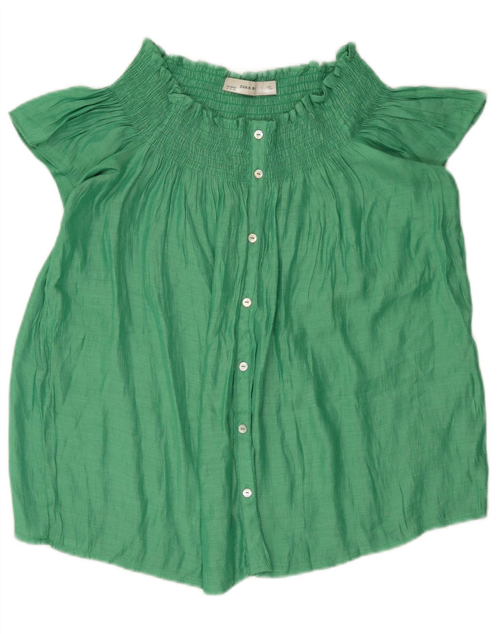 Zara Chemisier à épaules dénudées pour femme UK 14 Vert moyen
